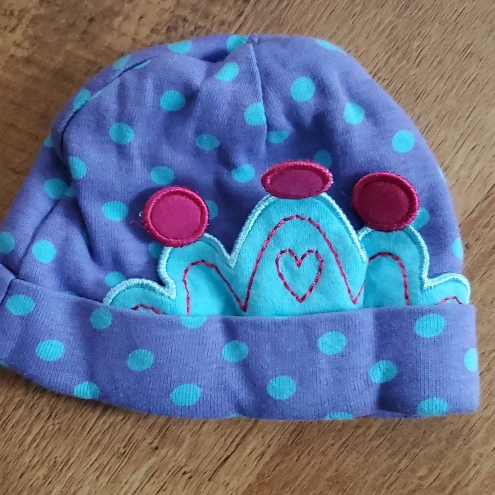 Gerber Girls Princess in Training Turquoise Onesie and Purple‎ Crown Hat 3-6M